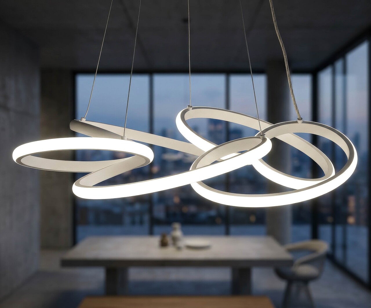 Candelabru, Mauro Ferretti, Glovy, banda LED integrata, 65W, 3000K / 4000K / 6000K, 55x120 cm, aluminiu/fier, alb - imagine 7